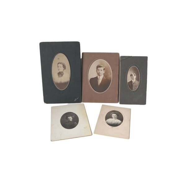 5 Victorian Photographs on Board Man Woman Portrait Vintage Black White Picture - Picture 1 of 6